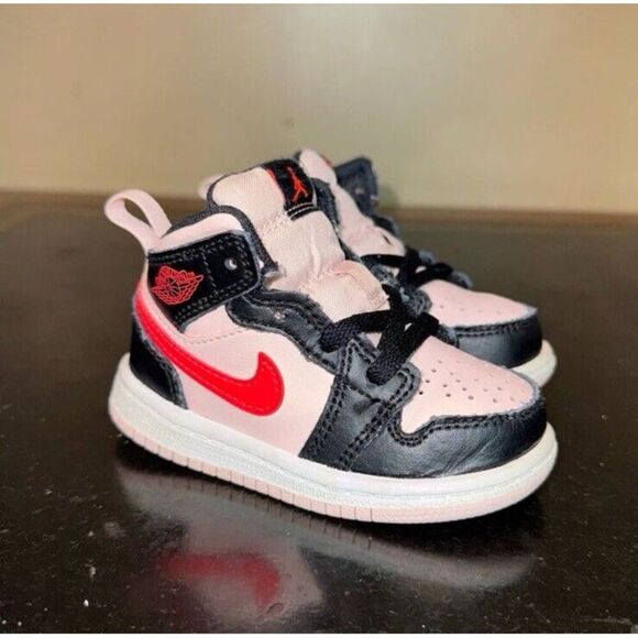 Nike Air Jordan 1 Mid Atmosphere Pink 640735-604 Toddler Td Girl’s Size 5C - Picture 1 of 5
